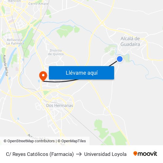 C/ Reyes Católicos (Farmacia) to Universidad Loyola map