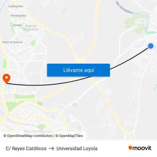 C/ Reyes Católicos to Universidad Loyola map