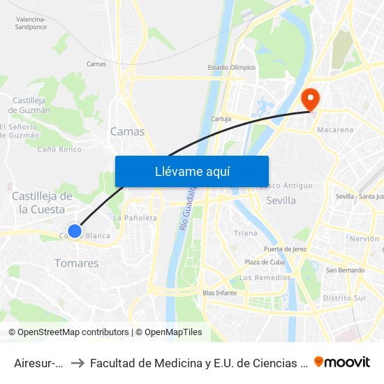 Airesur-Ikea to Facultad de Medicina y E.U. de Ciencias de La Salud map