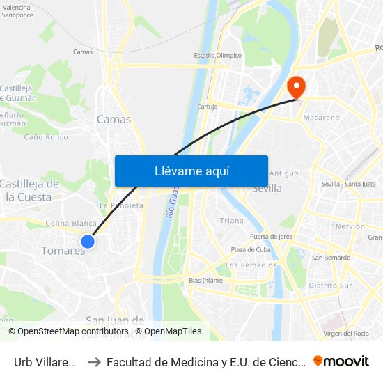 Urb Villares Altos to Facultad de Medicina y E.U. de Ciencias de La Salud map