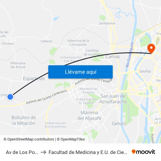 Av de Los Poetas 35 to Facultad de Medicina y E.U. de Ciencias de La Salud map