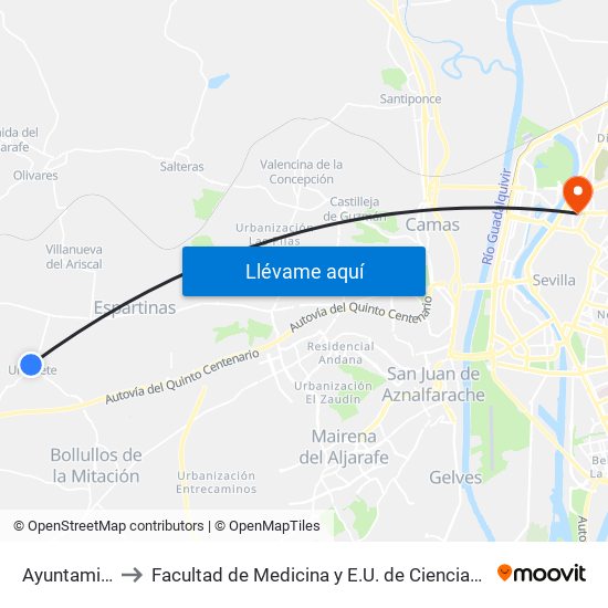 Ayuntamiento to Facultad de Medicina y E.U. de Ciencias de La Salud map