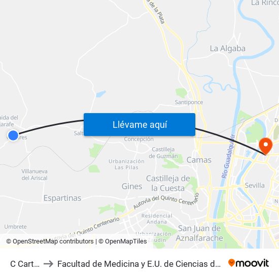 C Cartuja to Facultad de Medicina y E.U. de Ciencias de La Salud map