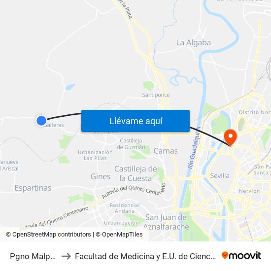 Pgno Malpesa (I) to Facultad de Medicina y E.U. de Ciencias de La Salud map