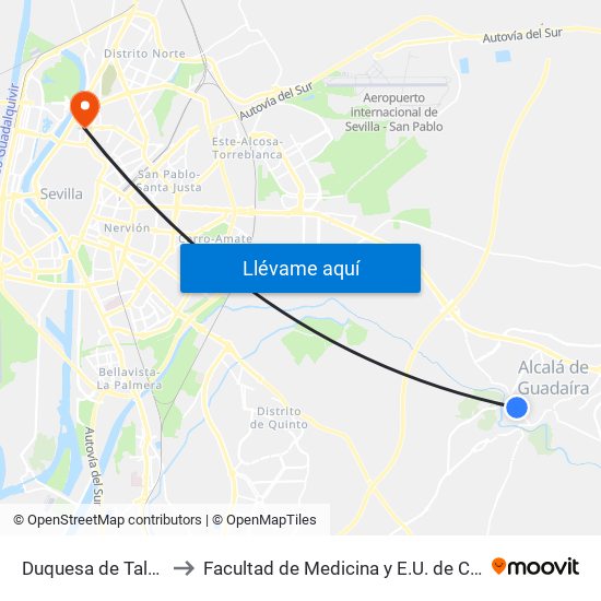 Duquesa de Talavera Inem to Facultad de Medicina y E.U. de Ciencias de La Salud map