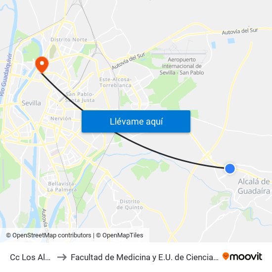 Cc Los Alcores to Facultad de Medicina y E.U. de Ciencias de La Salud map