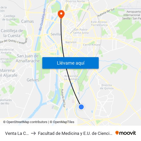 Venta La Cuesta to Facultad de Medicina y E.U. de Ciencias de La Salud map