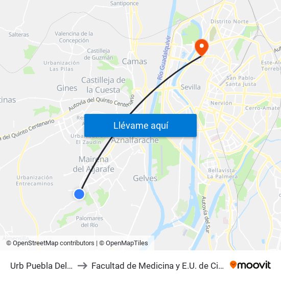 Urb Puebla Del Marques to Facultad de Medicina y E.U. de Ciencias de La Salud map