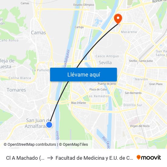 Cl A Machado ( La Caixa ) to Facultad de Medicina y E.U. de Ciencias de La Salud map
