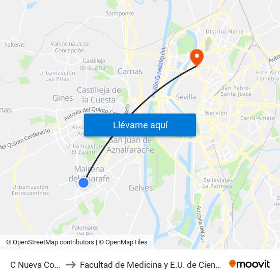 C Nueva Confiteria to Facultad de Medicina y E.U. de Ciencias de La Salud map