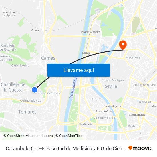 Carambolo (Frente) to Facultad de Medicina y E.U. de Ciencias de La Salud map