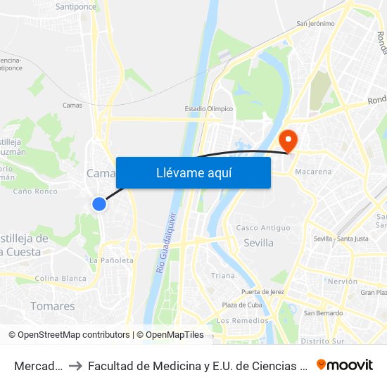 Mercadona to Facultad de Medicina y E.U. de Ciencias de La Salud map