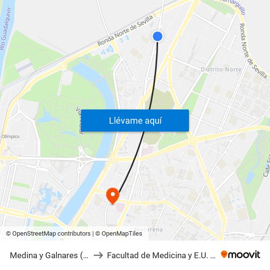 Medina y Galnares (Frt. Centro Salud) to Facultad de Medicina y E.U. de Ciencias de La Salud map