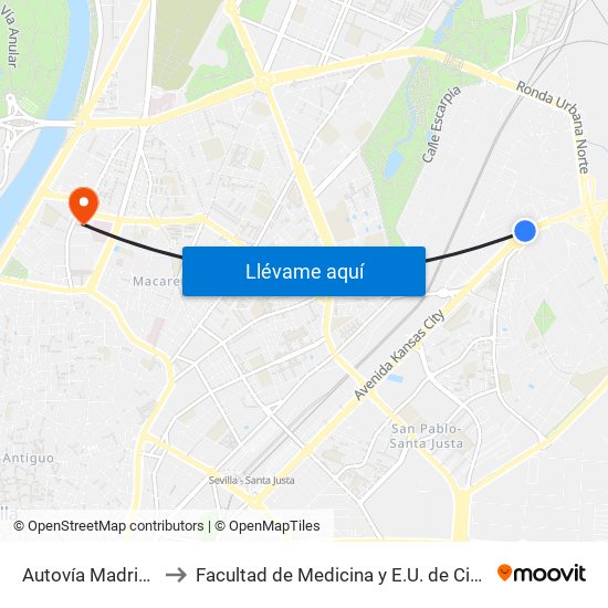 Autovía Madrid (Talbot) to Facultad de Medicina y E.U. de Ciencias de La Salud map