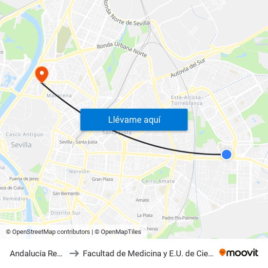 Andalucía Residencial to Facultad de Medicina y E.U. de Ciencias de La Salud map