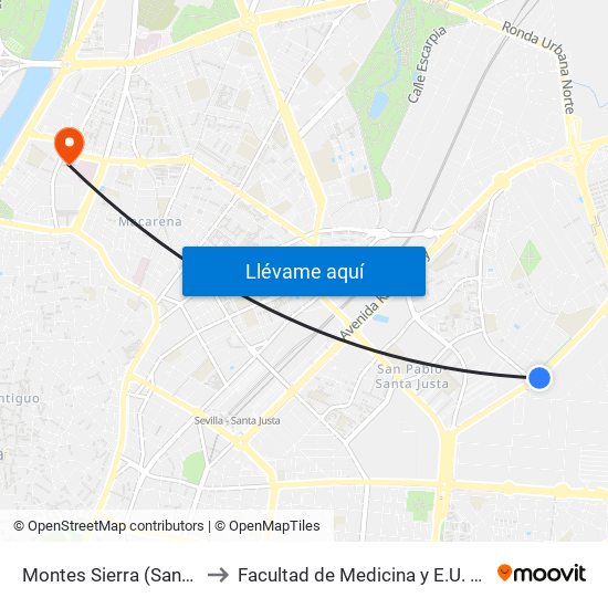 Montes Sierra (Santa Clara de Cuba) to Facultad de Medicina y E.U. de Ciencias de La Salud map