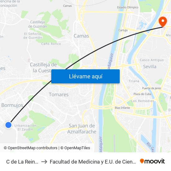 C de La Reina Sofía to Facultad de Medicina y E.U. de Ciencias de La Salud map