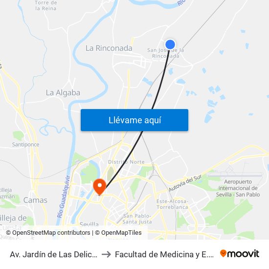 Av. Jardín de Las Delicias (Campo de Fútbol) to Facultad de Medicina y E.U. de Ciencias de La Salud map