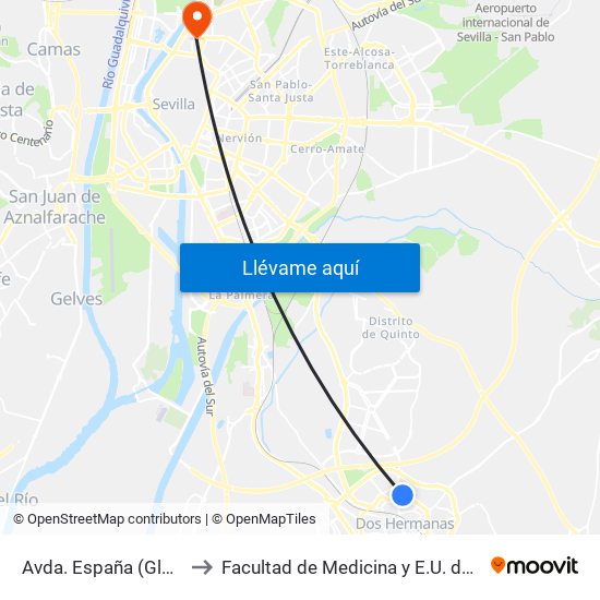 Avda. España (Glorieta La Rioja) to Facultad de Medicina y E.U. de Ciencias de La Salud map