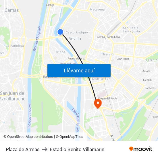 Plaza de Armas to Estadio Benito Villamarín map