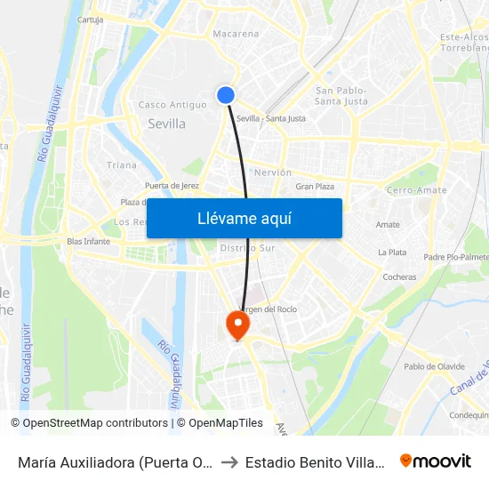María Auxiliadora (Puerta Osario) to Estadio Benito Villamarín map