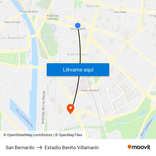 San Bernardo to Estadio Benito Villamarín map