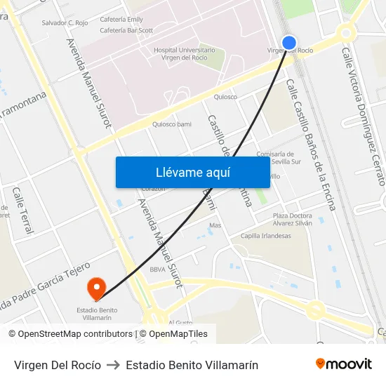 Virgen Del Rocío to Estadio Benito Villamarín map