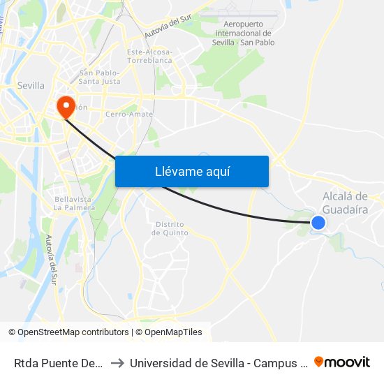 Rtda Puente Del Dragón to Universidad de Sevilla - Campus Ramón y Cajal map