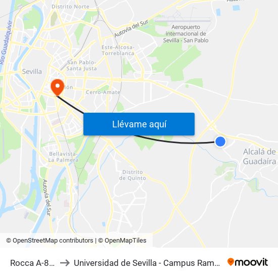 Rocca A-8033 to Universidad de Sevilla - Campus Ramón y Cajal map