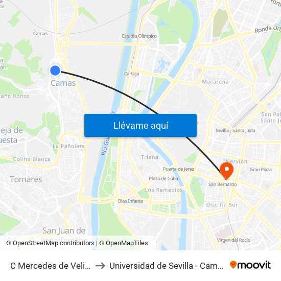 C Mercedes de Velilla Bar Flores to Universidad de Sevilla - Campus Ramón y Cajal map