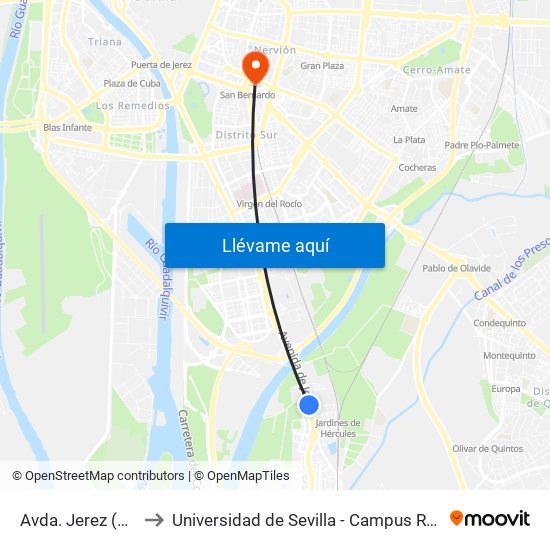 Avda. Jerez (Uralita) to Universidad de Sevilla - Campus Ramón y Cajal map