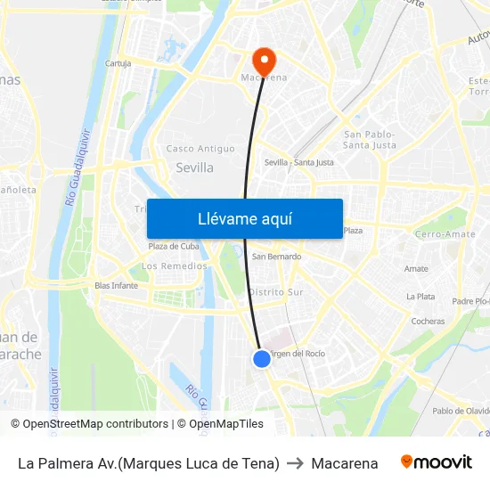 La Palmera Av.(Marques Luca de Tena) to Macarena map