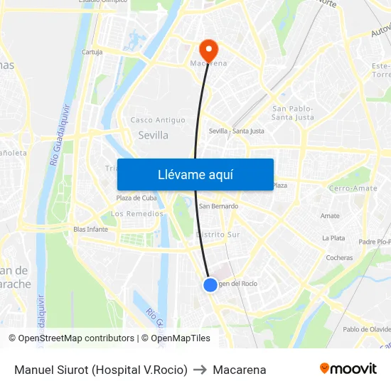 Manuel Siurot (Hospital V.Rocio) to Macarena map
