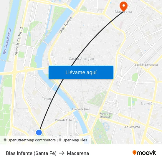 Blas Infante (Santa Fé) to Macarena map