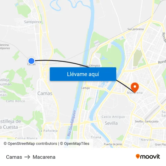 Camas to Macarena map