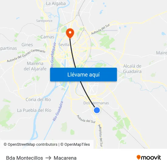 Bda Montecillos to Macarena map