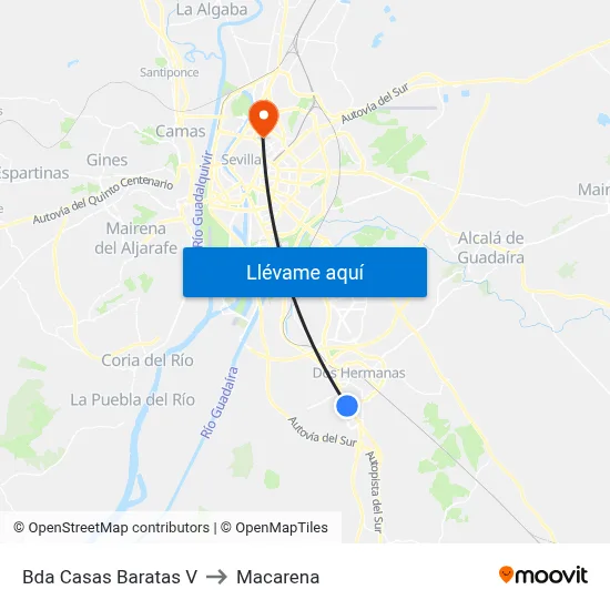 Bda Casas Baratas V to Macarena map