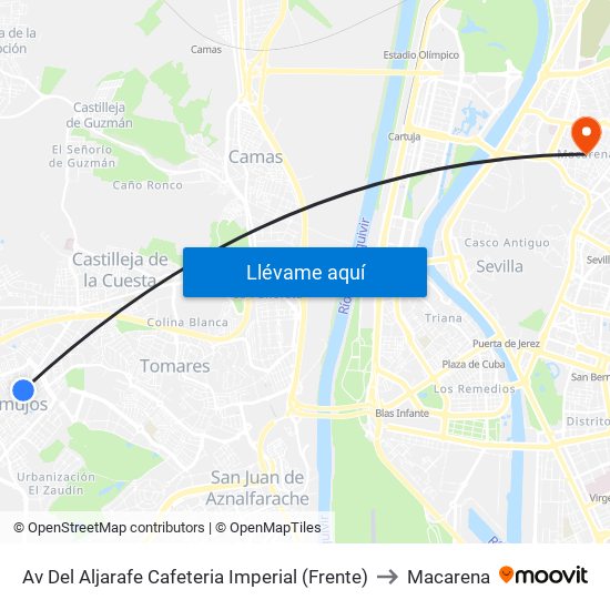 Av Del Aljarafe Cafeteria Imperial (Frente) to Macarena map