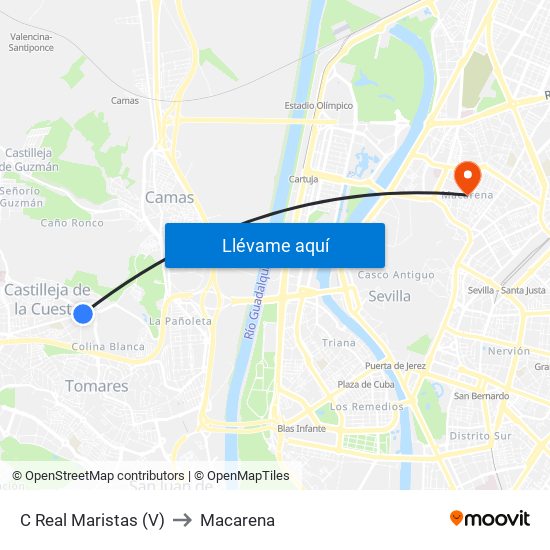 C Real Maristas (V) to Macarena map