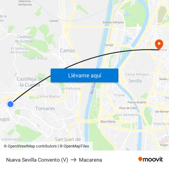 Nueva Sevilla Convento (V) to Macarena map