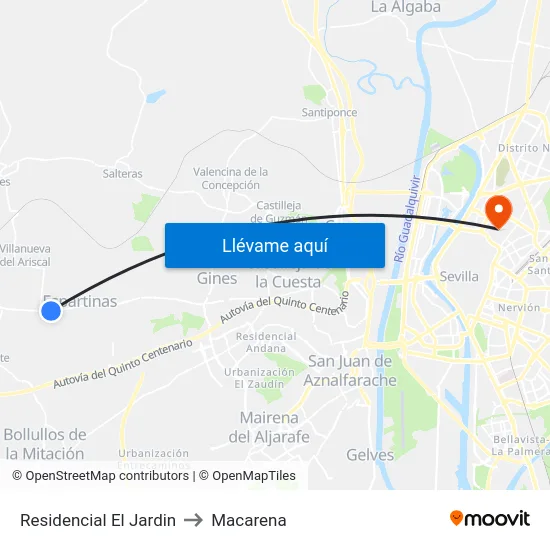 Residencial El Jardin to Macarena map