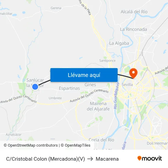 C/Cristobal Colon (Mercadona)(V) to Macarena map