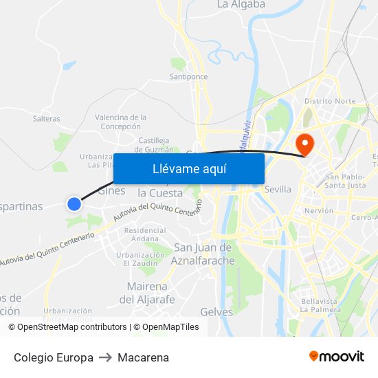 Colegio Europa to Macarena map