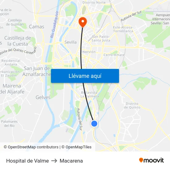 Hospital de Valme to Macarena map