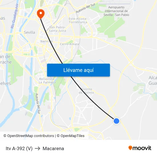 Itv A-392 (V) to Macarena map