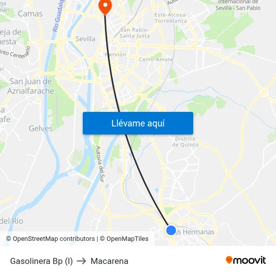 Gasolinera Bp (I) to Macarena map