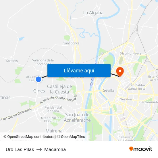 Urb Las Pilas to Macarena map