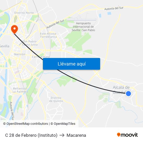 C 28 de Febrero (Instituto) to Macarena map