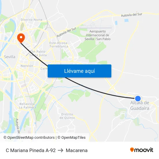 C Mariana Pineda A-92 to Macarena map