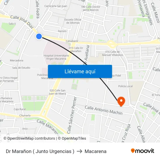 Dr Marañon ( Junto Urgencias ) to Macarena map
